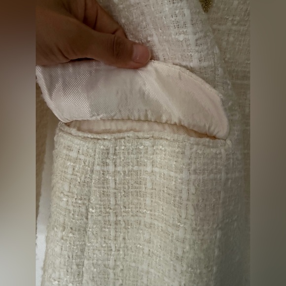 ZARA Cream Tweed Blazer | Double Breasted Gold Buttons | Chanel Style | Size S - Picture 4 of 11